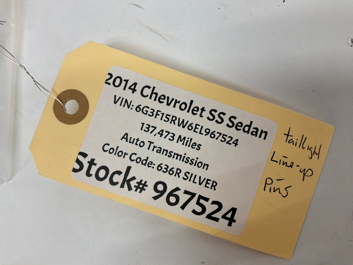 2014 Chevy SS Sedan Taillight Tail Light Line Up Pins OEM