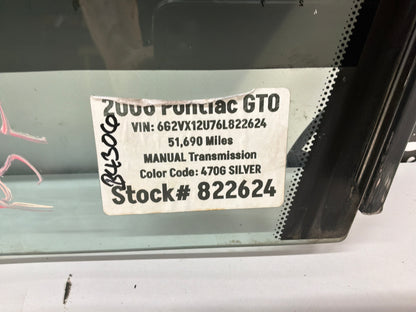 2006 Pontiac GTO RH Passenger Front Door Window Glass OEM