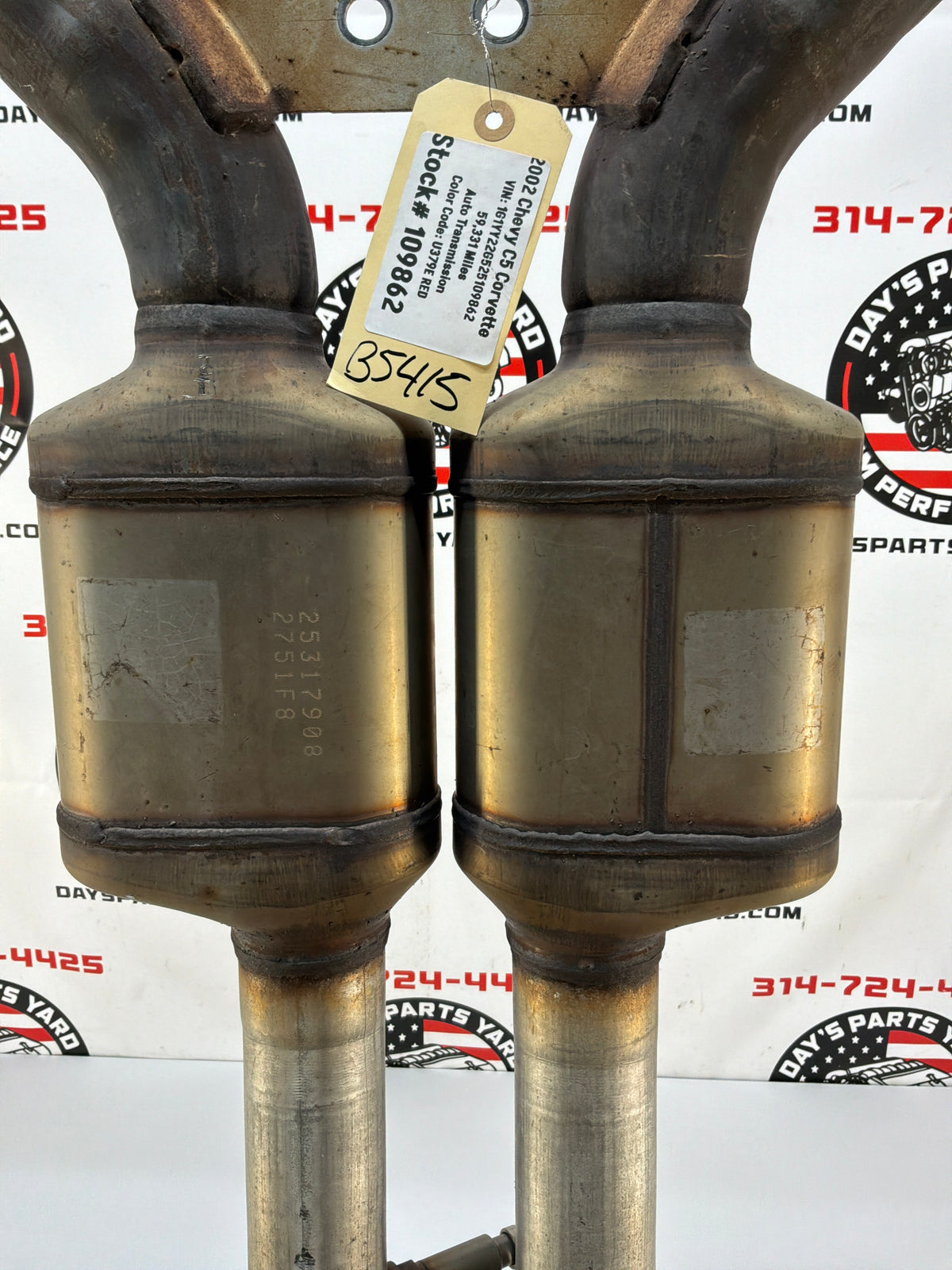 2002 Chevy C5 Corvette Factory OEM Exhaust Mid H Pipe w/ Catalytic Converters