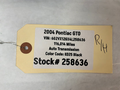 2004 Pontiac GTO RH Passenger Seat Rail Frame Track Trim Cover Set OEM