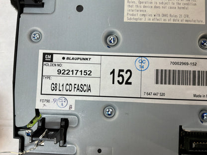 2008 Pontiac G8 Base Blaupunkt AM FM Radio CD Player Climate Control Face Plate OEM