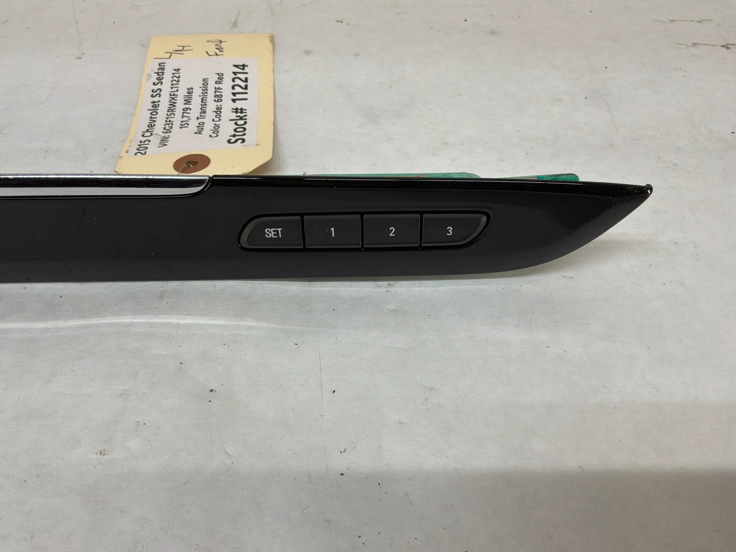 2015 Chevy SS Sedan LH Driver Front Interior Door Panel Trim Applique w/ Control OEM
