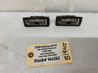 2008 Pontiac G8 GT Trunk Deck Lid License Plate Tag Lights Lamps Housings OEM