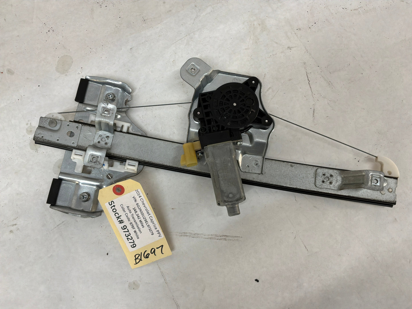 2014 Chevy Caprice PPV LH Driver Rear Window Regulator w/ Motor OEM