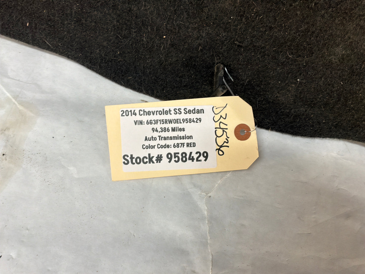 2014 Chevy SS Sedan Spare Tire Trunk Compartment Carpet Floor Panel Cover OEM - Day's Parts Yard