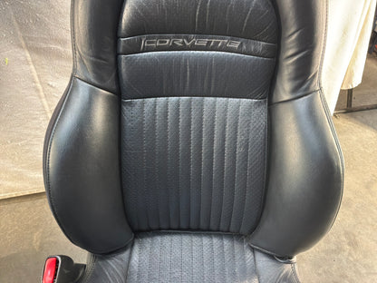 2002 Chevy C5 Corvette Convertible Seats RH & LH Front Black Leather Seats OEM