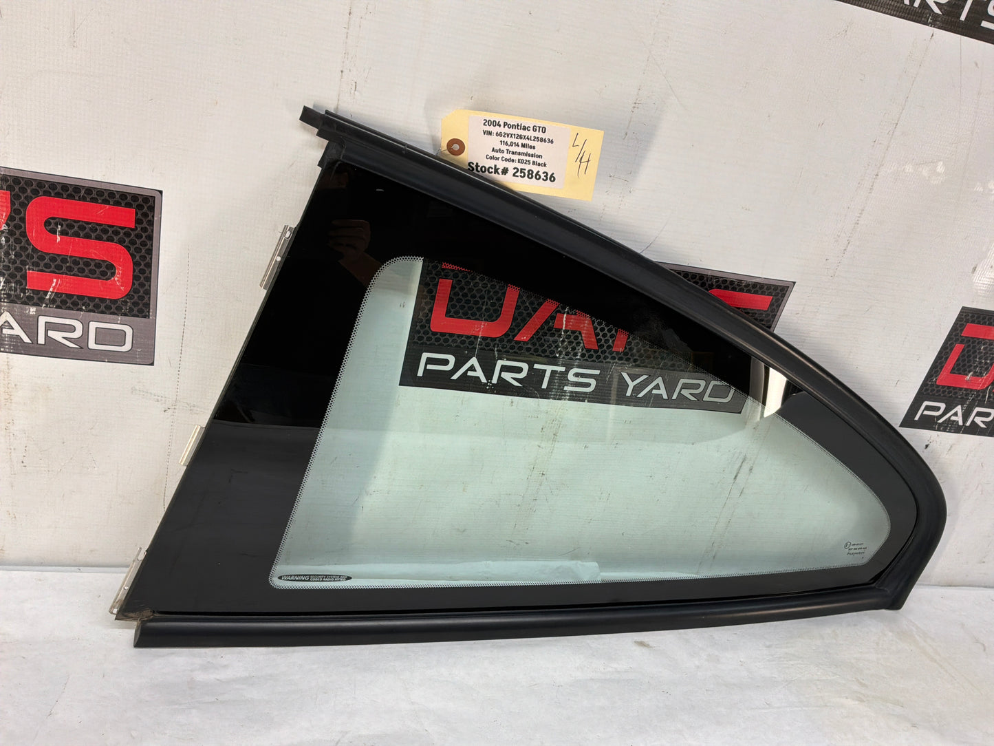 2004 Pontiac GTO LH Driver Rear Quarter Window Glass OEM