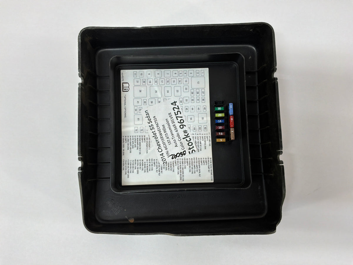2014 Chevy SS Sedan Engine Bay Fuse Box Relay Wiring Junction Block Cover Lid OEM