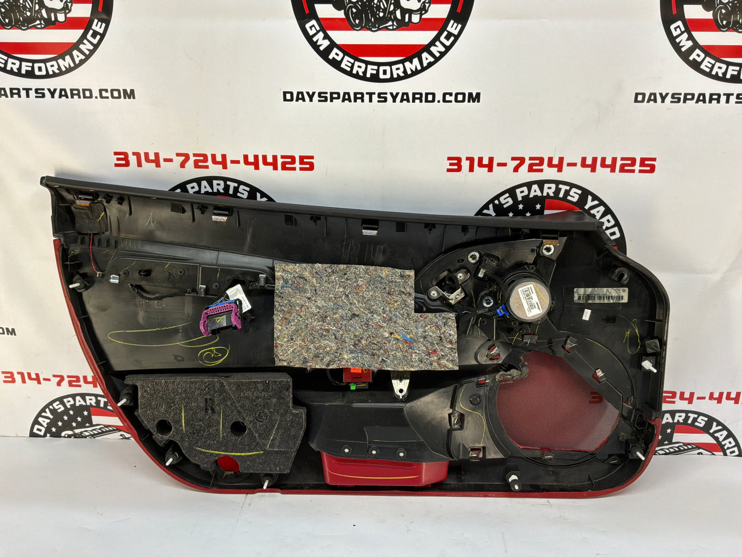 2007 Chevy C6 Corvette Convertible RH Passenger Interior Door Panel Red OEM