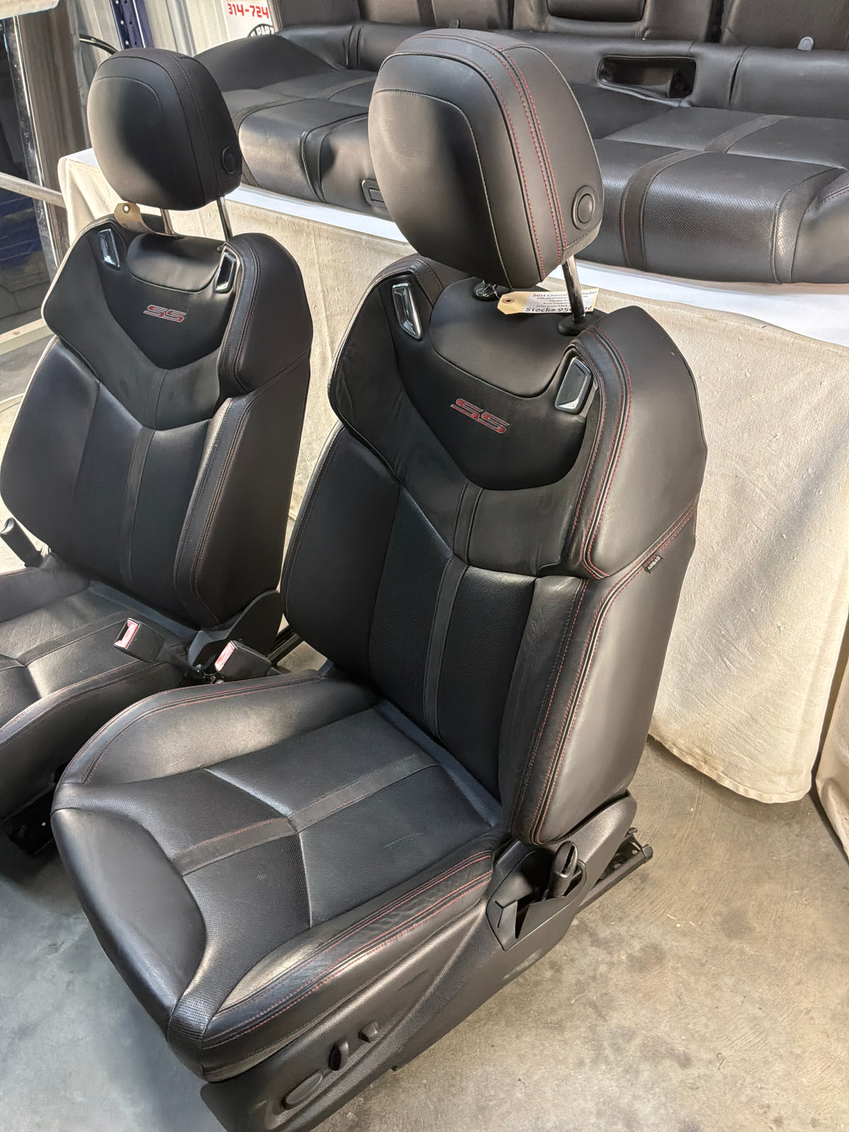 2014 Chevy SS Sedan Seats Fronts and Rears Black Leather Alcantara Suede OEM