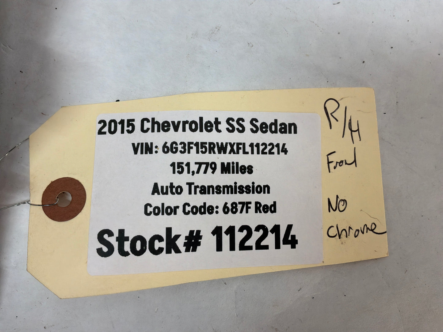 2015 Chevy SS Sedan RH Passenger Fog Running Light Lamp Opening Cover Bezel OEM