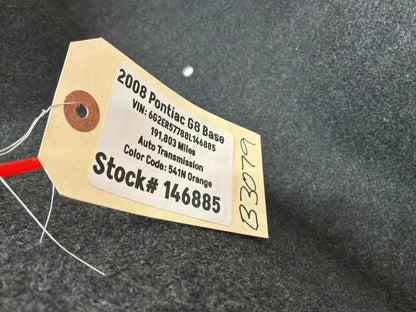 2008 Pontiac G8 GT RH Passenger Interior Trunk Quarter Cargo Carpet Trim Panel Cover OEM