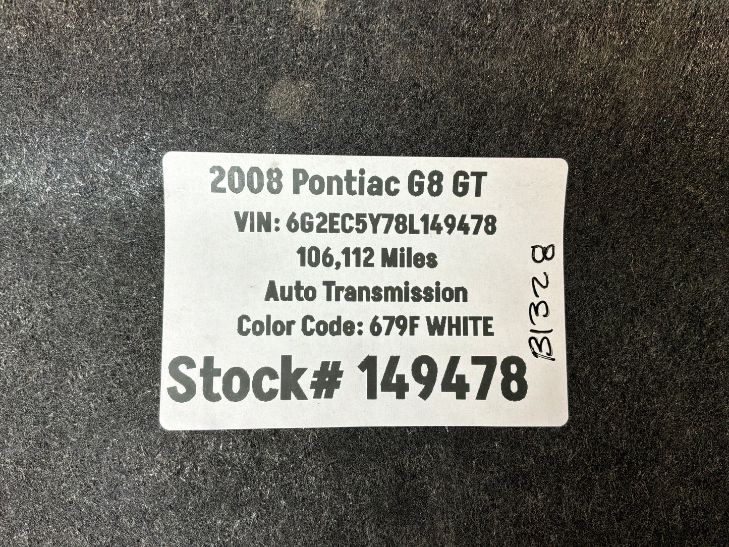 2008 Pontiac G8 Base Battery Stowage Access Hole Door Carpet Felt Trim Cover OEM