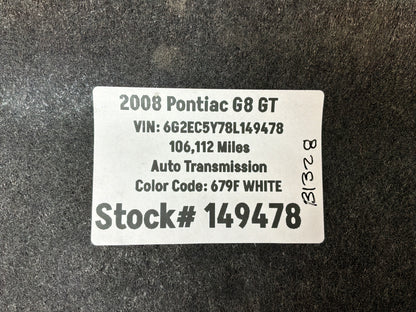 2008 Pontiac G8 Base Battery Stowage Access Hole Door Carpet Felt Trim Cover OEM