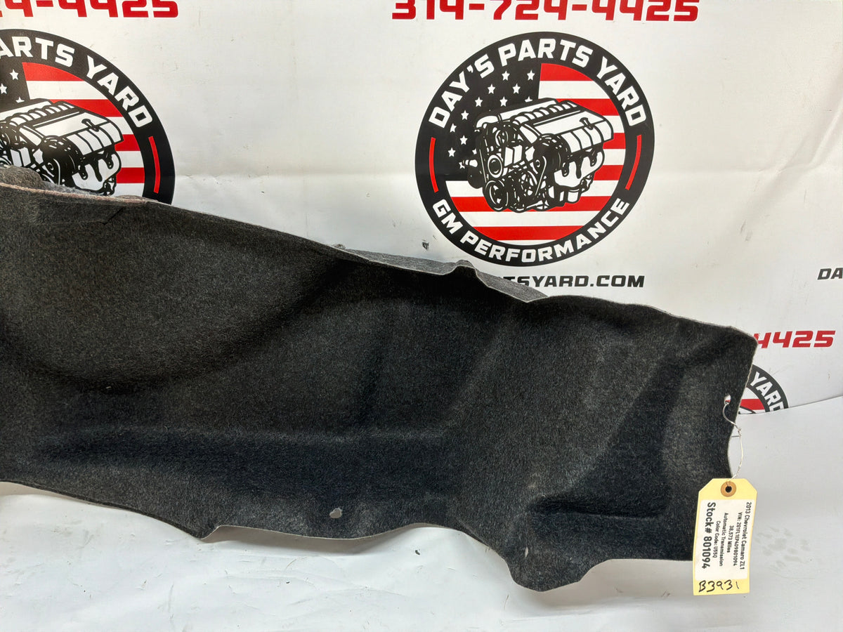 2013 Chevy Camaro ZL1 LH Driver Interior Quarter Panel Trunk Compartment Felt Carpet Liner OEM