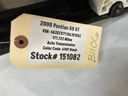2008 Pontiac G8 GT LH Driver Rear Door Panel OEM