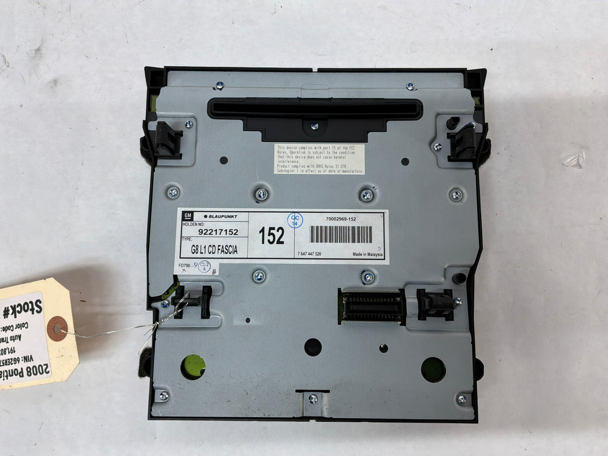 2008 Pontiac G8 Base Blaupunkt AM FM Radio CD Player Climate Control Face Plate OEM