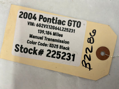 2004 Pontiac GTO Aftermarket Fender Badge Emblem