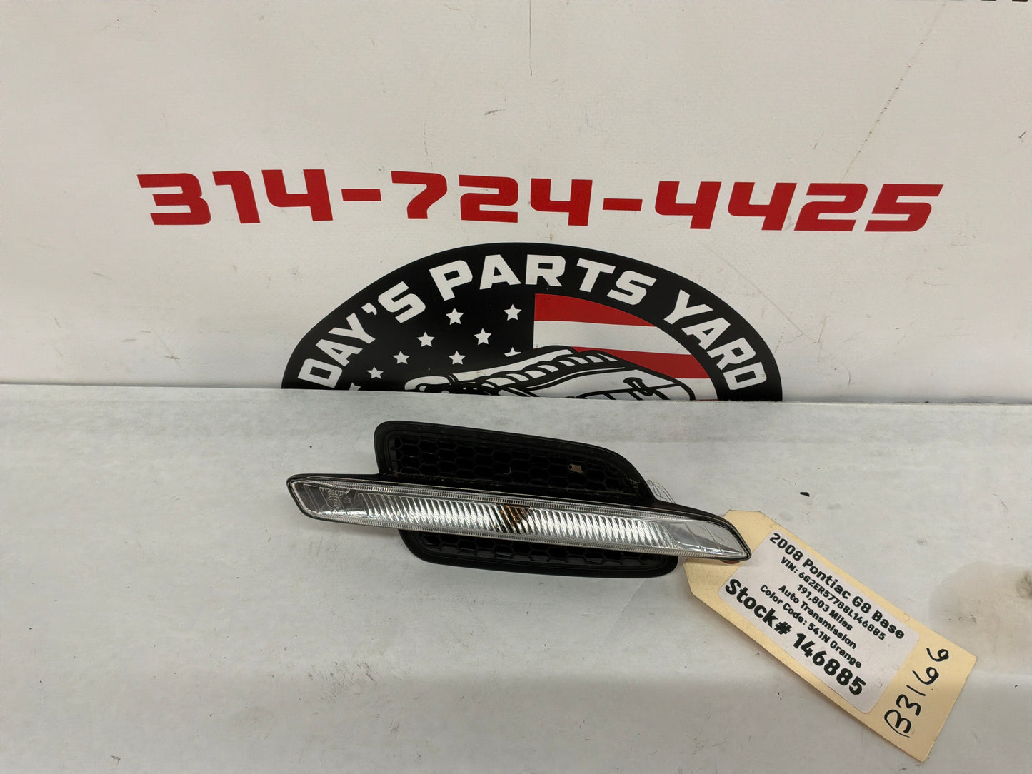 2008 Pontiac G8 Base LH Driver Fender Marker Repeater Light Lamp Grill OEM