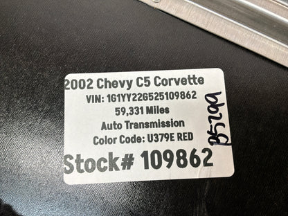 2002 Chevy C5 Corvette Trunk Storage Cargo Cover Black OEM