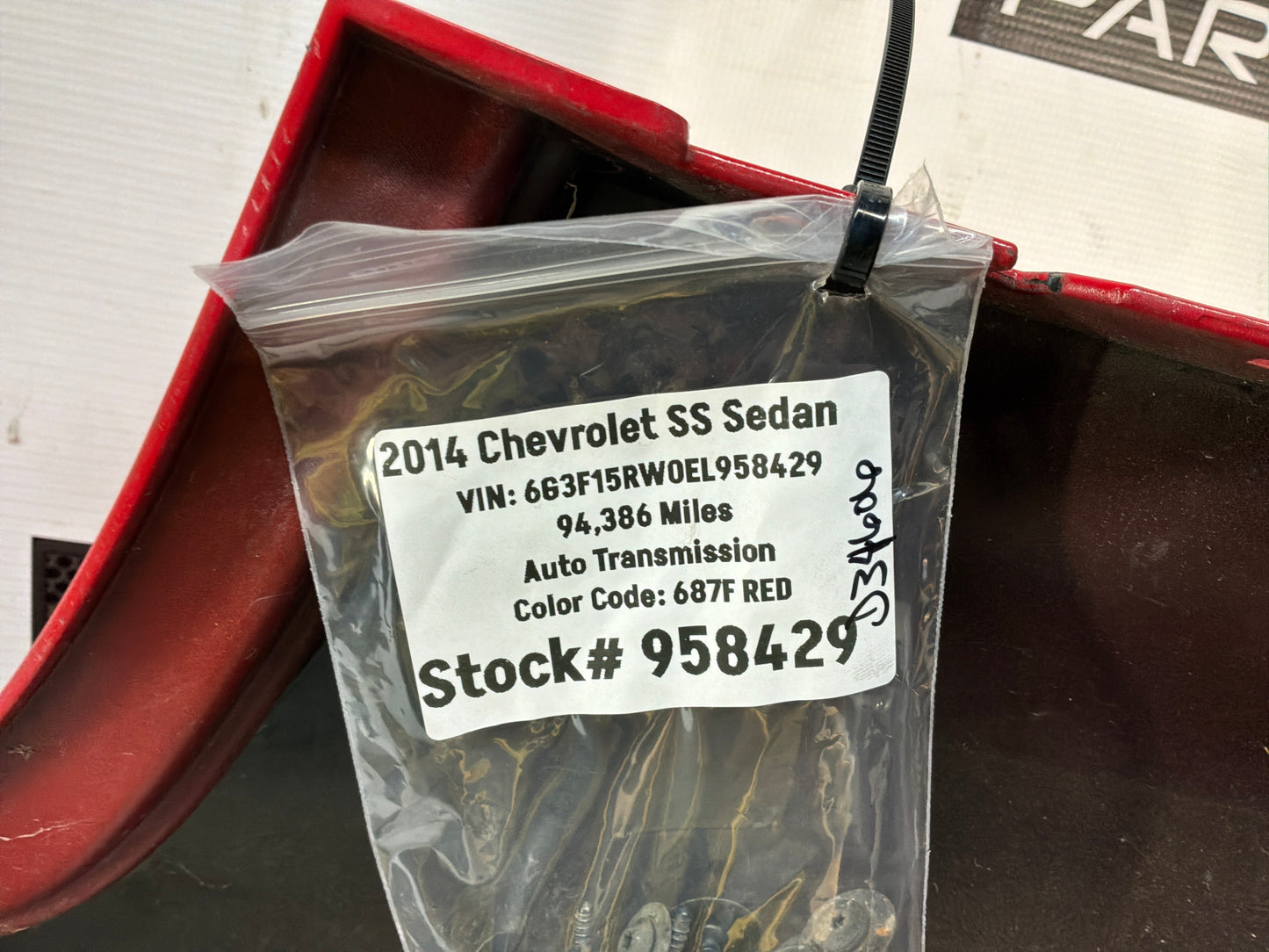 2014 Chevy SS Sedan Complete Rear Bumper Cover Panel Red OEM - Day's Parts Yard