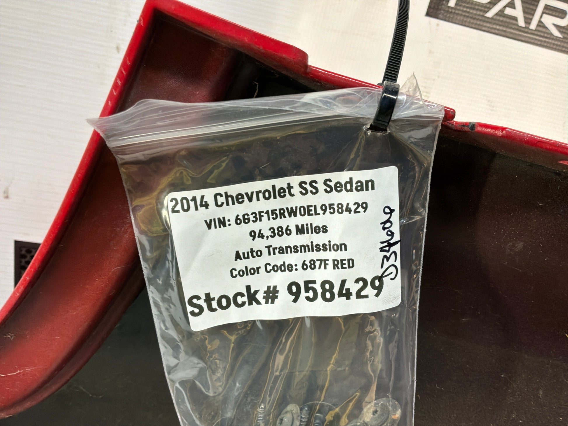 2014 Chevy SS Sedan Complete Rear Bumper Cover Panel Red OEM - Day's Parts Yard
