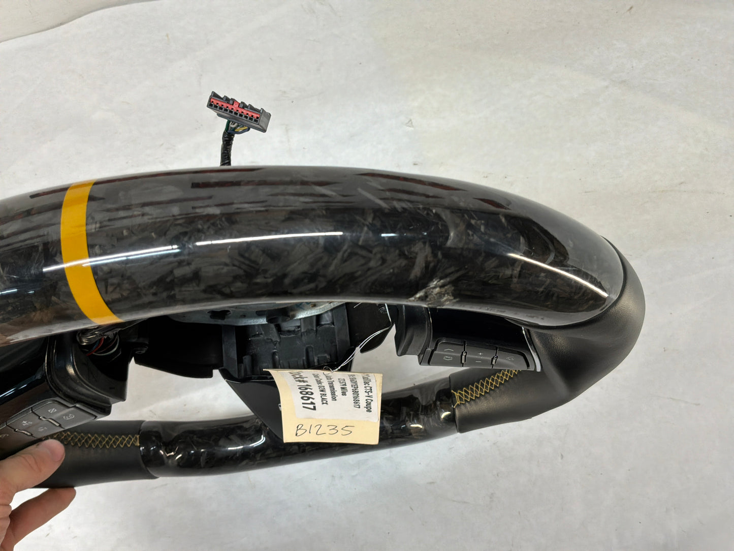 2011 Cadillac CTS-V Coupe Carbon Fiver Steering Wheel Black Leather w/ Saffron Stripe OEM