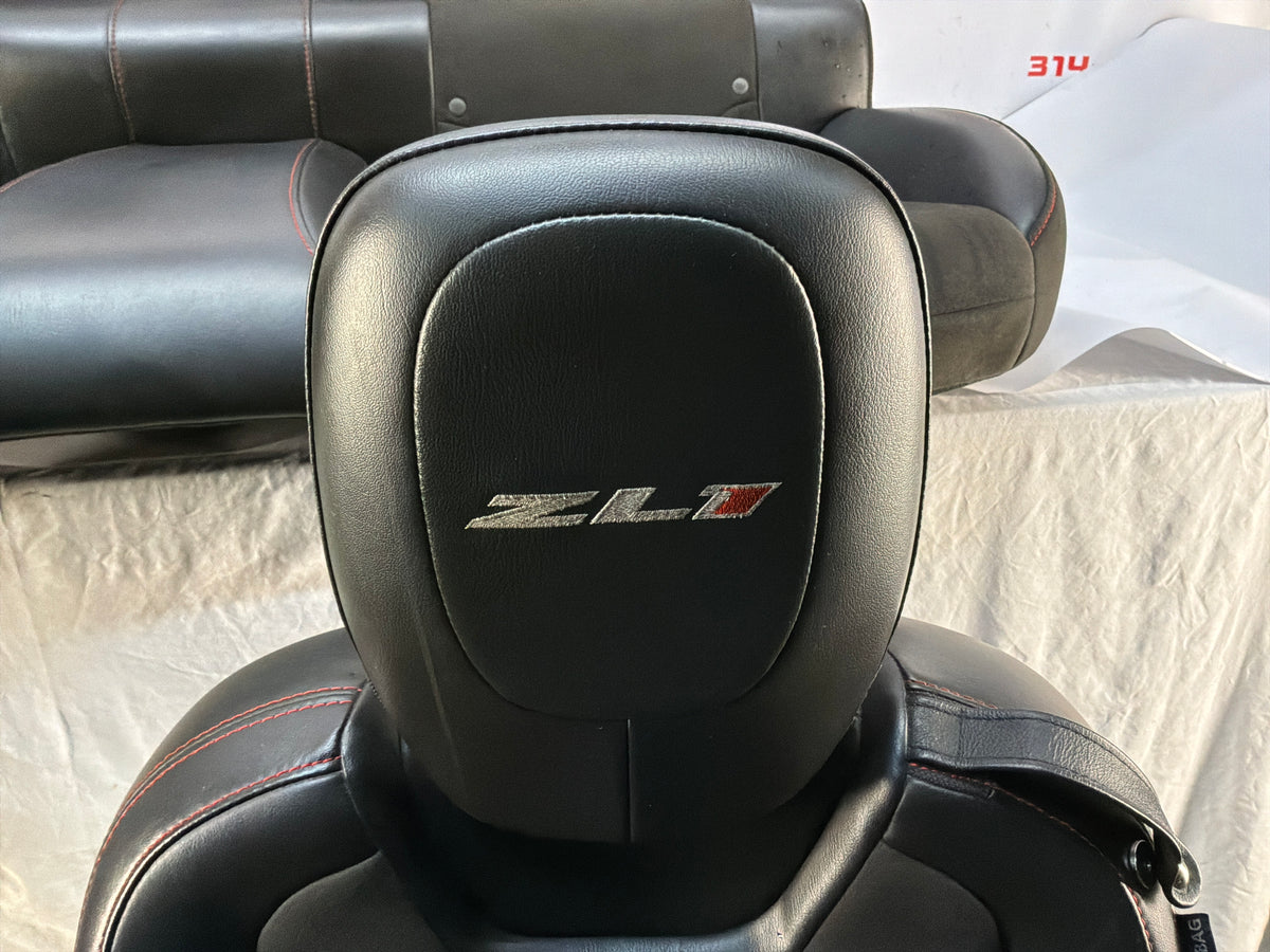 2013 Chevy Camaro ZL1 Seats Black Leather Suede Alcantara Front and Rear OEM