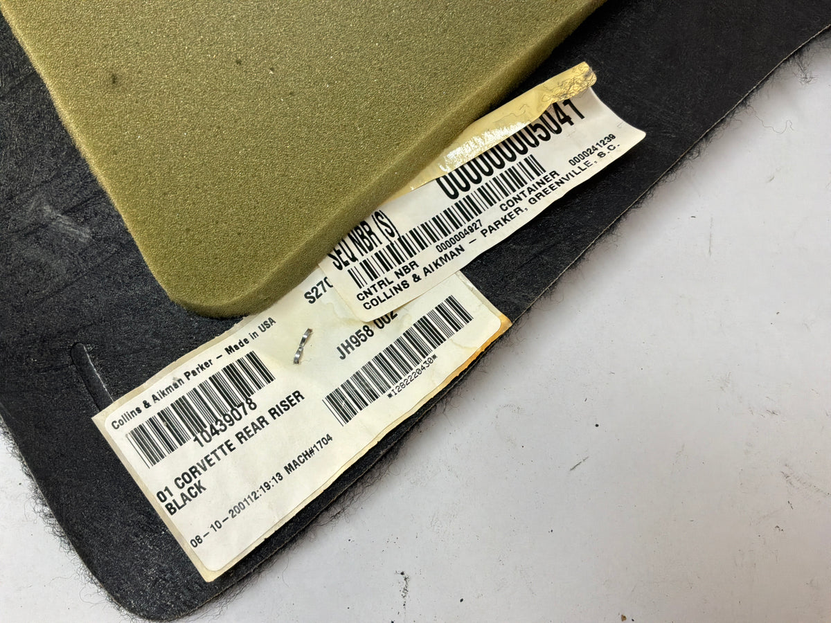 2002 Chevy C5 Corvette Convertible Rear Seat Back Inner Riser Carpet Black OEM