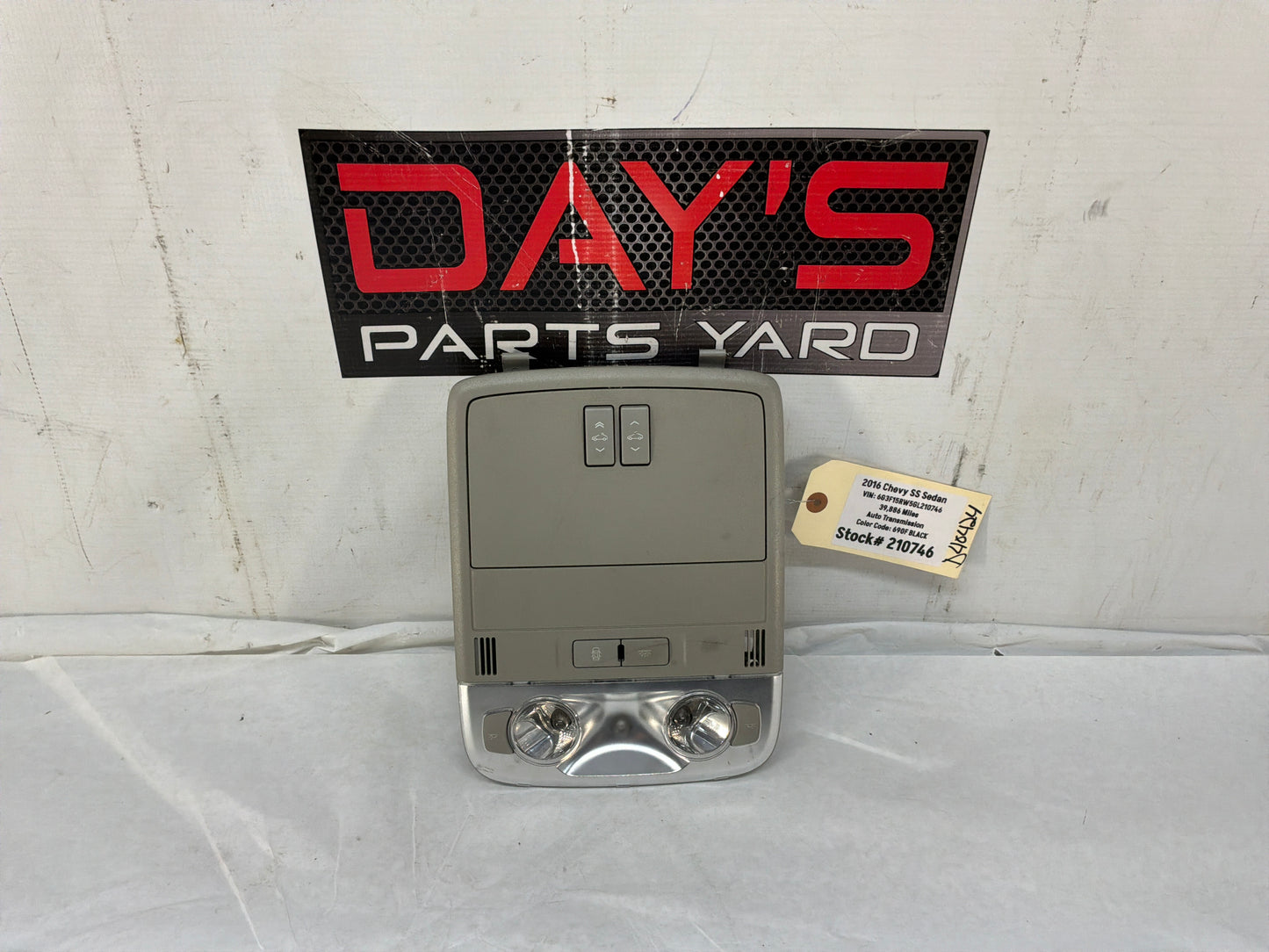 2016 Chevy SS Sedan Overhead Console Dome Light Controls OEM