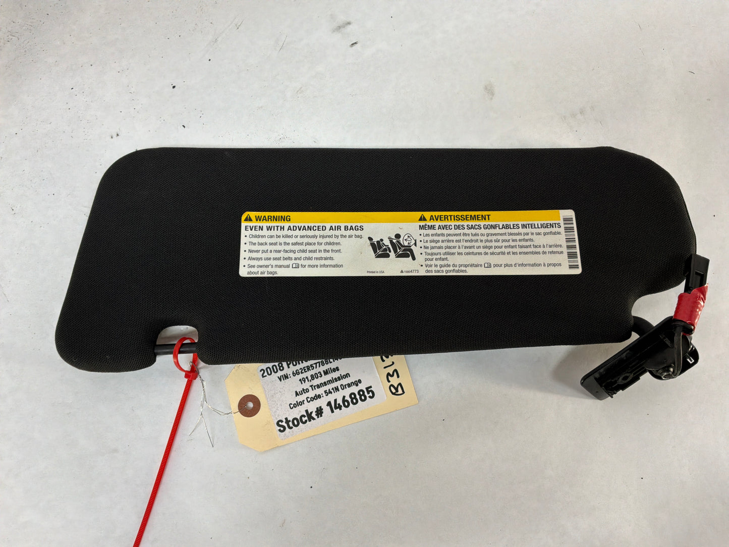 2008 Pontiac G8 Base RH & LH Sunvisor Sun Visor Shade OEM