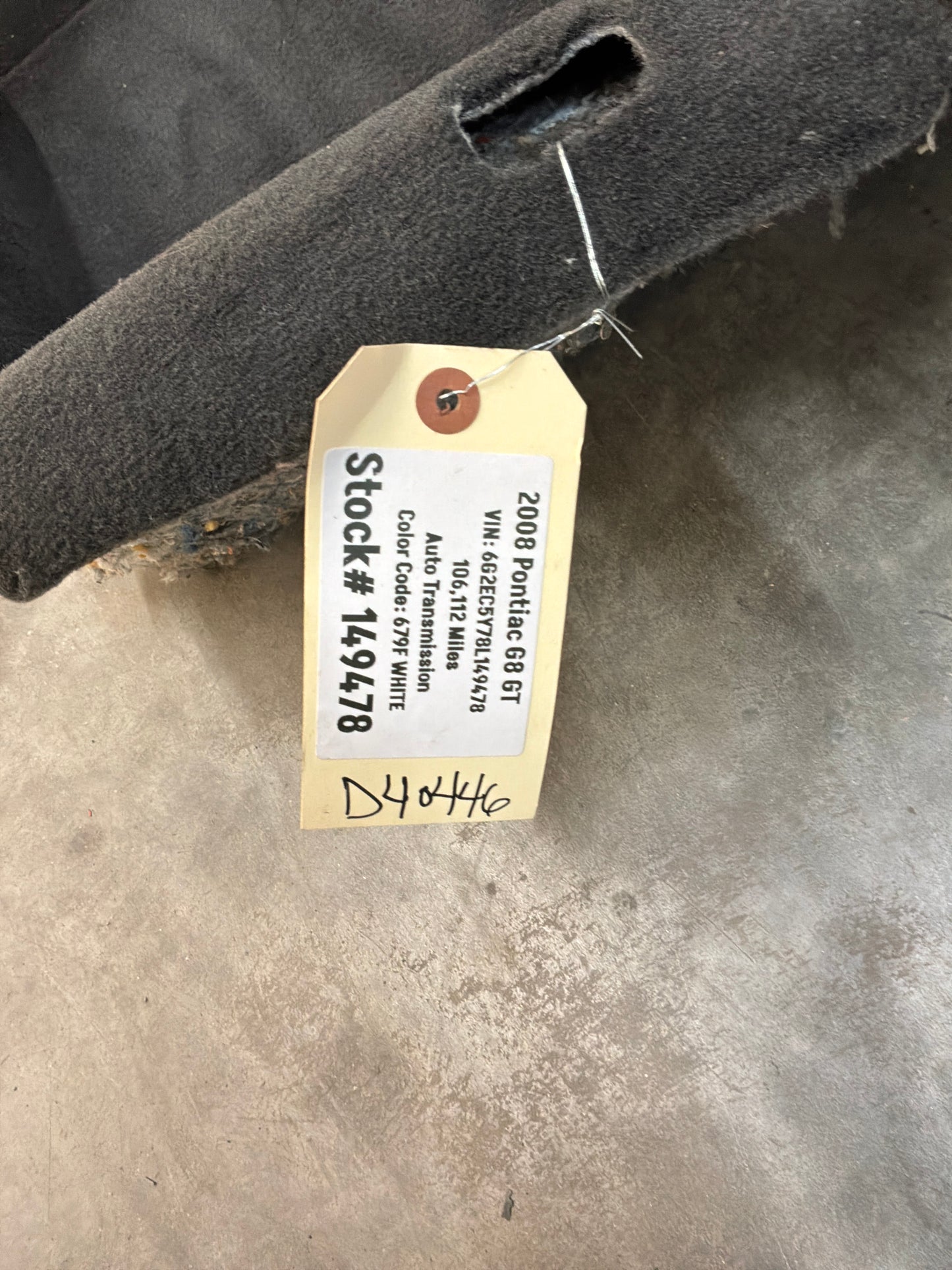 2008 Pontiac G8 Complete Interior Floor Carpet OEM