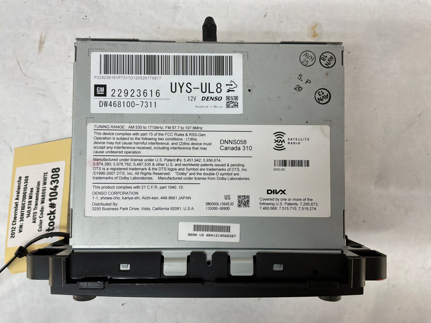2012 Chevy Avalanche Touch Screen AM FM CD Player Radio Receiver Display OEM