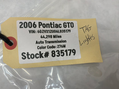 2006 Pontiac GTO License Plate Tag Lights RH & LH OEM