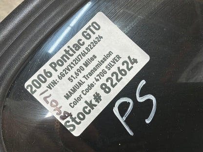 2006 Pontiac GTO RH Passenger Rear Quarter Window Glass OEM