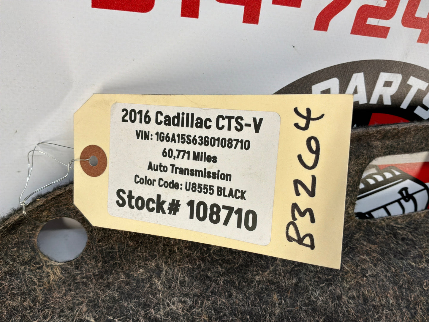 2016 Cadillac CTS-V Trunk Deck Lid Liner Carpet Felt OEM
