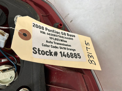 2008 Pontiac G8 Base LH Driver Tail Light Lamp Taillight OEM
