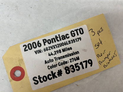 2006 Pontiac GTO Rear Bumper Brackets Guides Set 3 Piece OEM