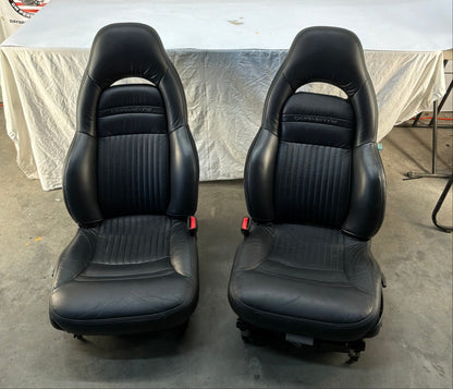 2002 Chevy C5 Corvette Convertible Seats RH & LH Front Black Leather Seats OEM