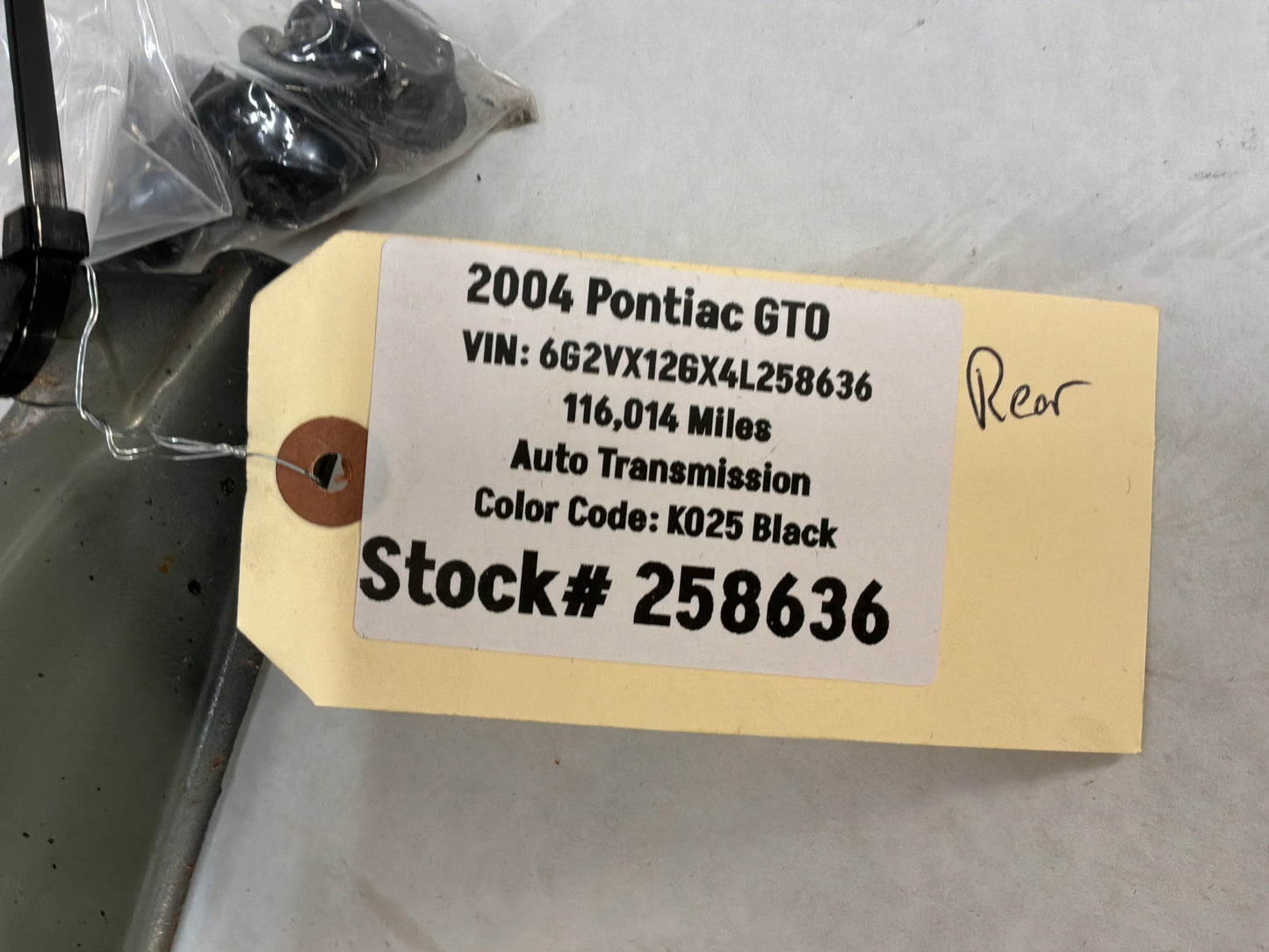 2004 Pontiac GTO Rear Bumper Impact Bar OEM