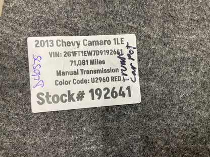 2013 Chevy Camaro 1LE Trunk Cargo Carpet Spare Tire Floor Cover OEM