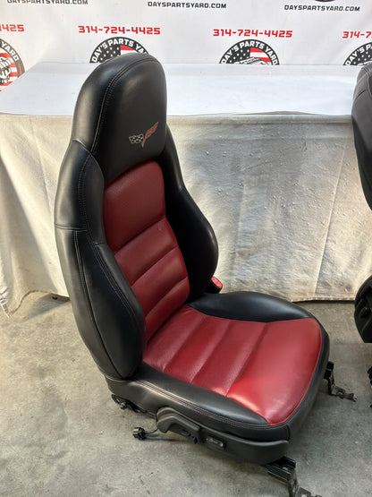 2007 Chevy C6 Corvette Convertible Seats RH & LH Front Seats OEM Red & Black