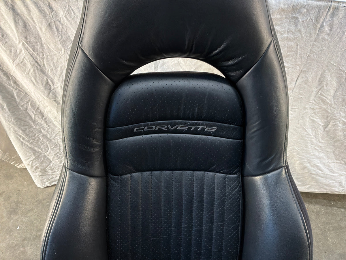 2002 Chevy C5 Corvette Convertible Seats RH & LH Front Black Leather Seats OEM