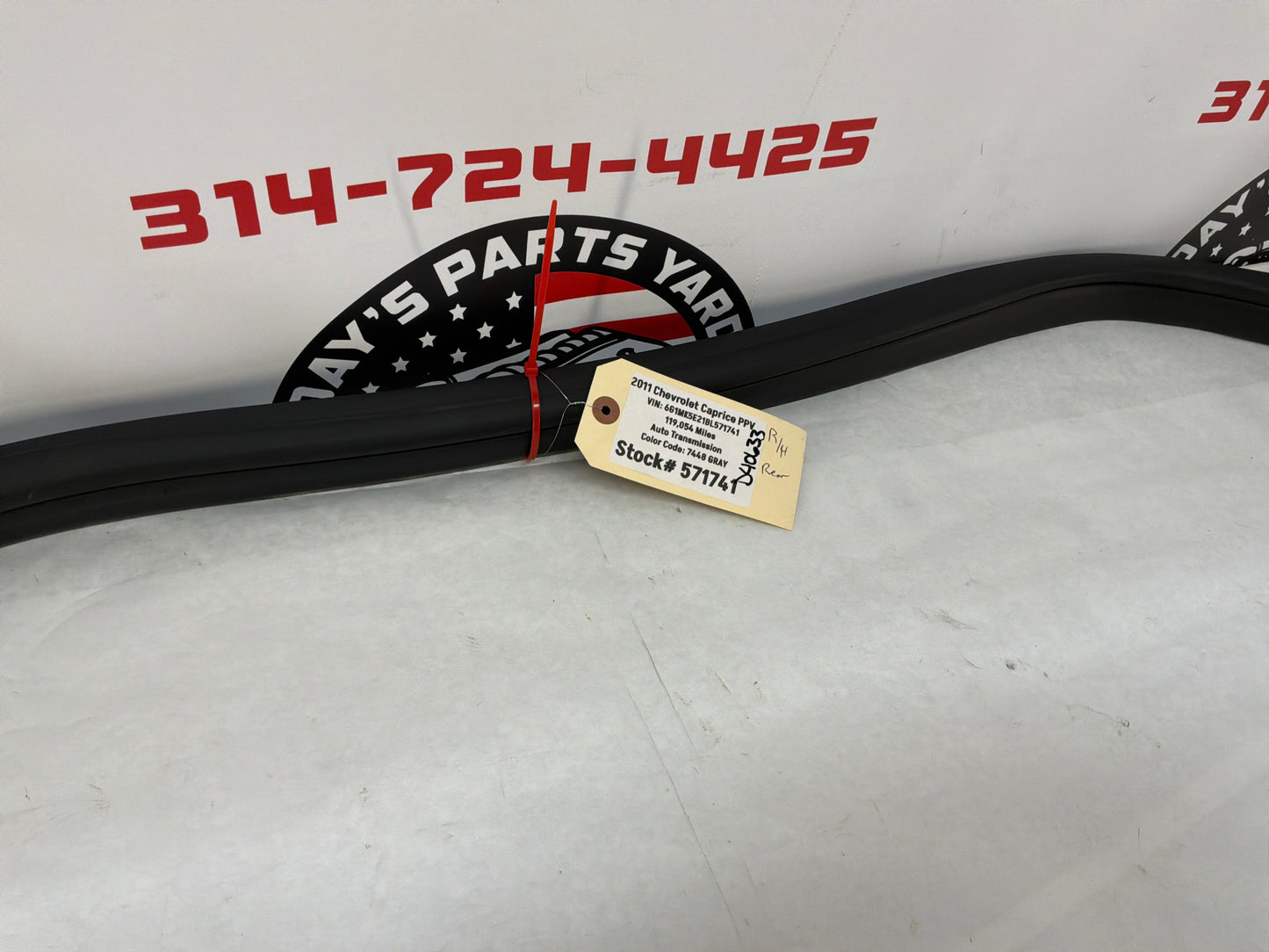 2011 Chevy Caprice PPV RH Passenger Rear Door Weather Strip Rubber Seal OEM
