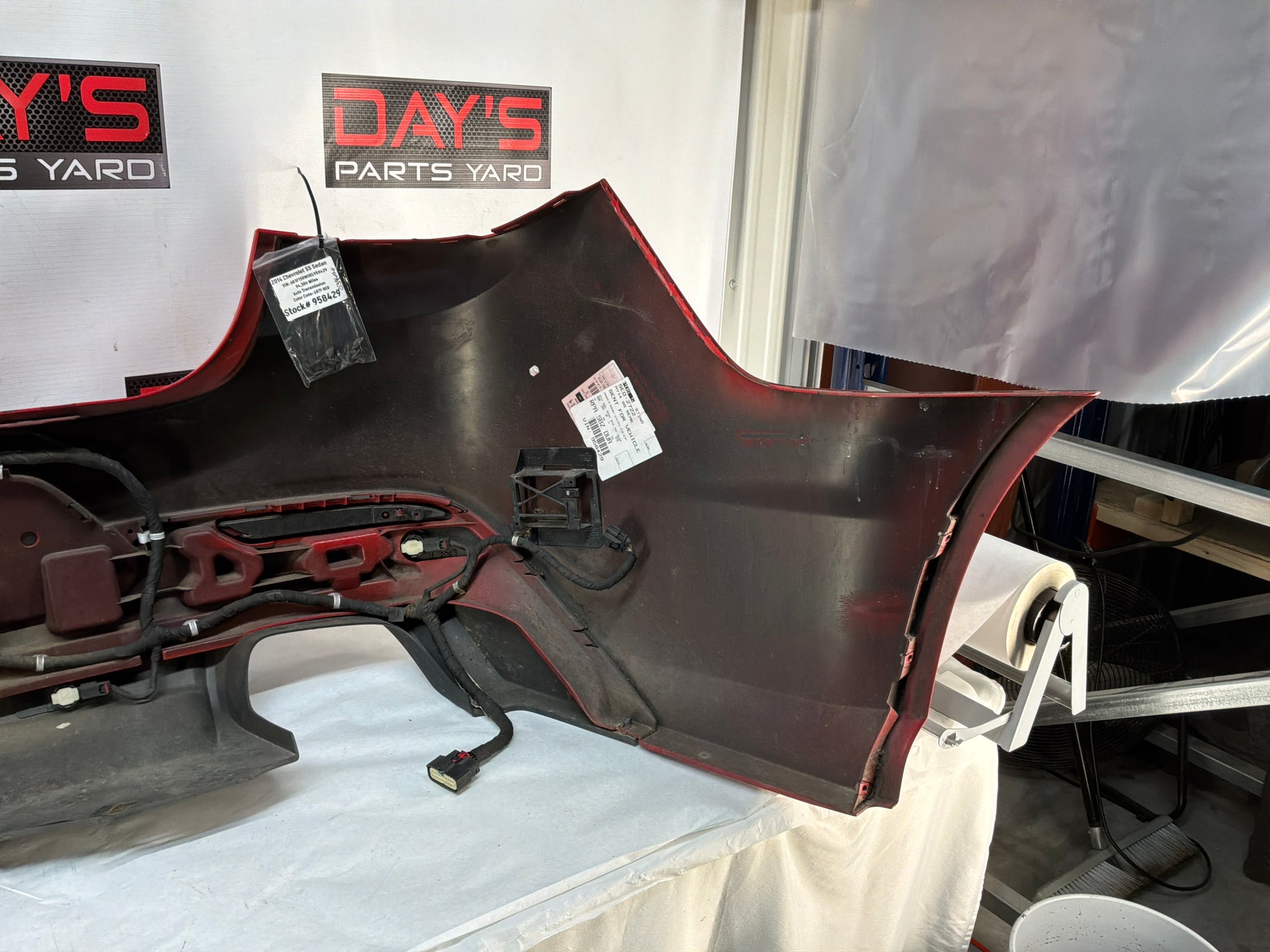 2014 Chevy SS Sedan Complete Rear Bumper Cover Panel Red OEM - Day's Parts Yard