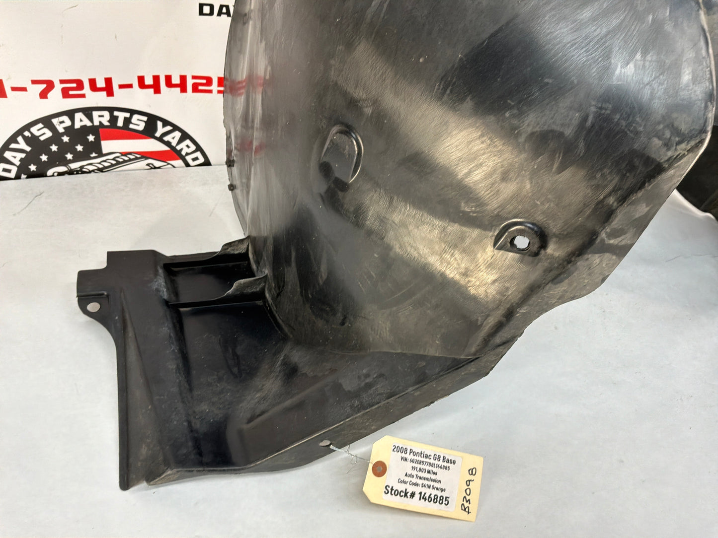 2008 Pontiac G8 Base LH Driver Front Fender Wheel Well Liner House OEM