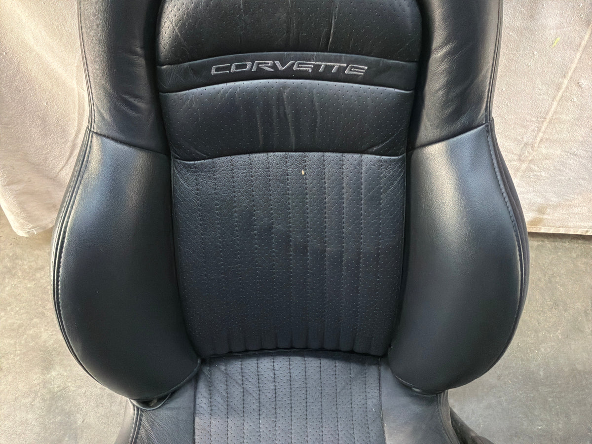 2002 Chevy C5 Corvette Convertible Seats RH & LH Front Black Leather Seats OEM
