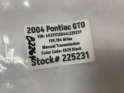 2004 Pontiac GTO Center Console Upper Top Rubber Insert Liner OEM