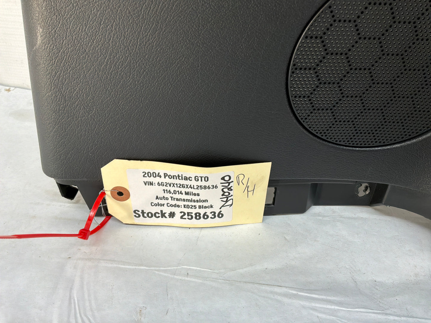 2004 Pontiac GTO RH Passenger Rear Interior Quarter Door Panel Trim Black OEM