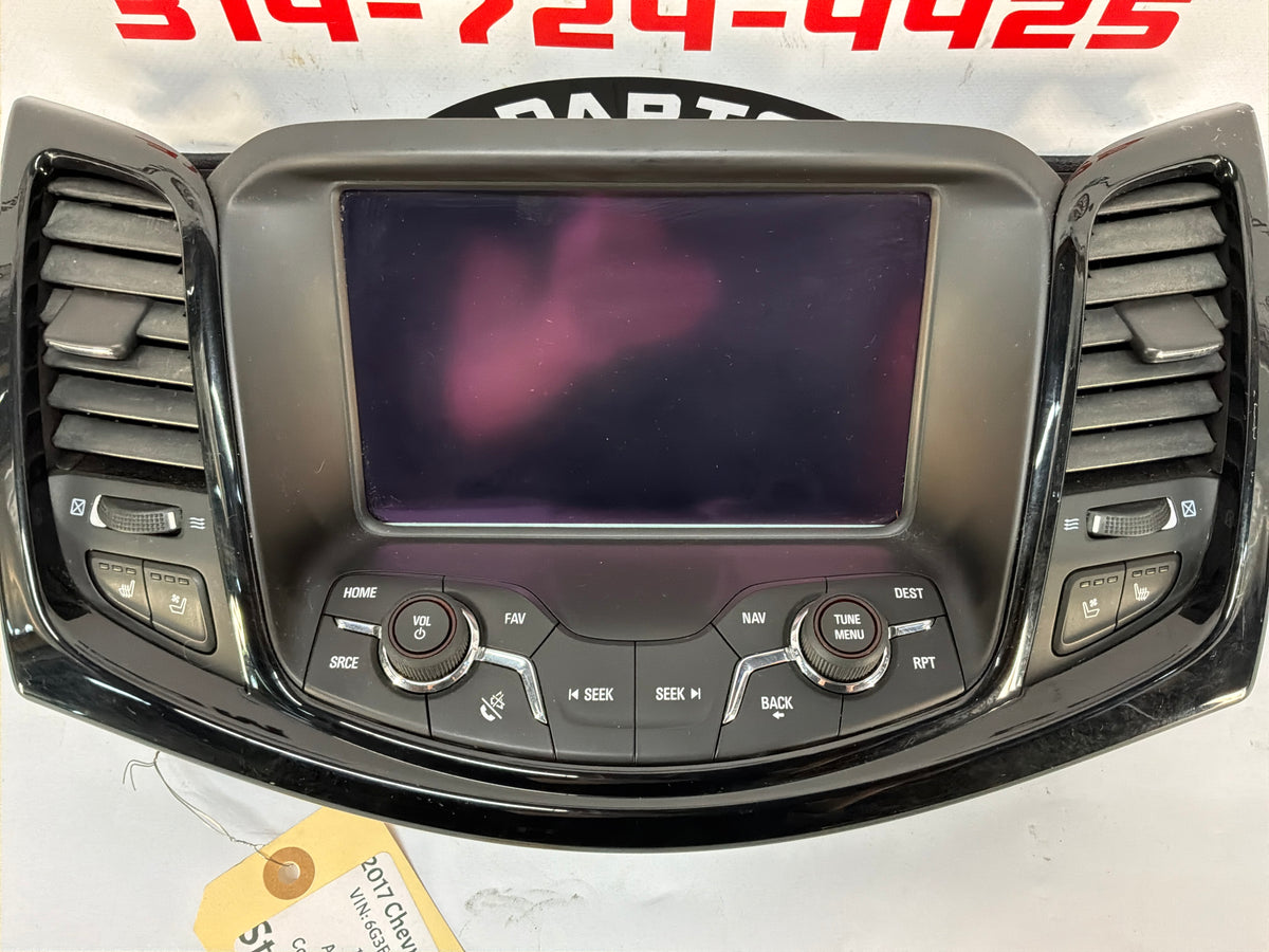 REPICTURE WITH THE RADIO B5487 2017 Chevy SS Sedan Navigation Display Radio CD Player Face Plate Screen Control Bezel Black Trim OEM - Day's Parts Yard